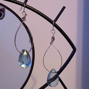 silver hanging teardrop earrings
